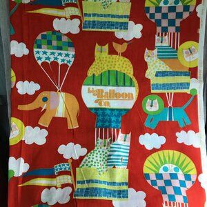 Red Hot air balloon elephants and cat fabric by Waverly Big Balloon Co